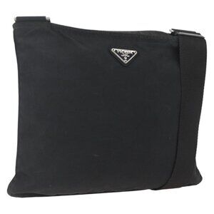 Authentic PRADA Shoulder Bag Nylon Black Silver